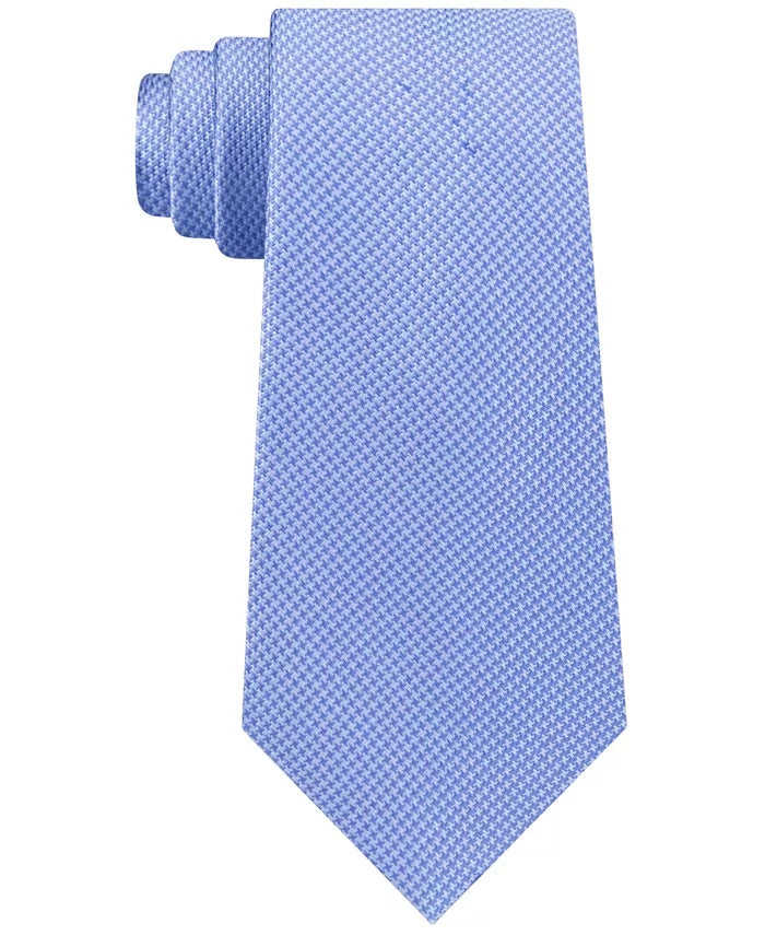 Gravata clássica pied-de-poule azul masculina Michael Kors, tamanho regular, azul-marinho