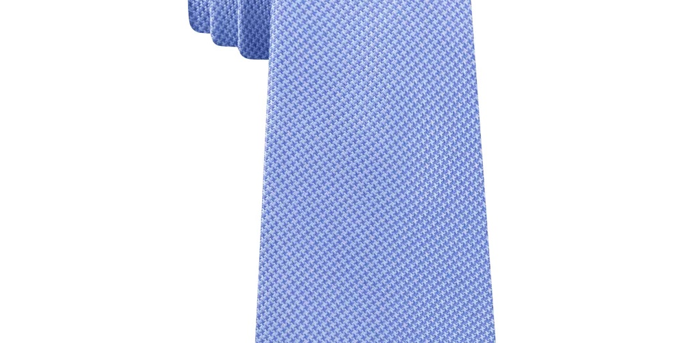Gravata clássica pied-de-poule azul masculina Michael Kors, tamanho regular, azul-marinho