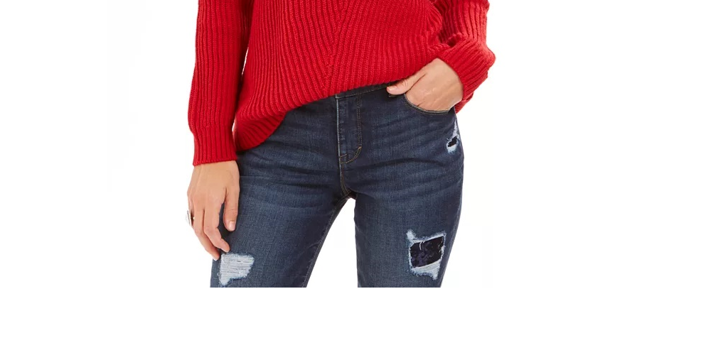 Suéter feminino canelado com ombros caídos, tamanho XX-G, vermelho, estilo &amp; co