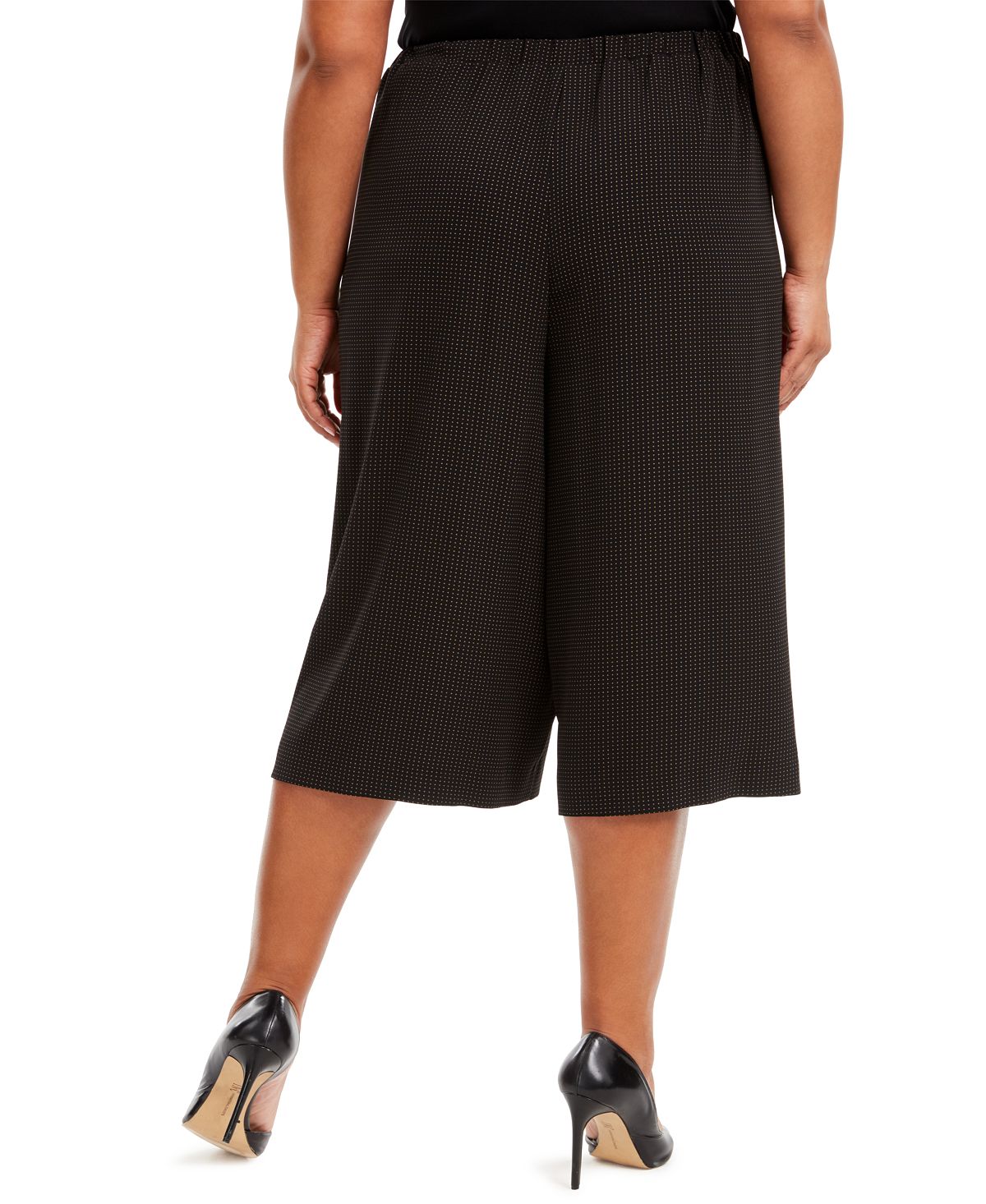 Calças culotte femininas plus size com bolinhas Anne Klein, pretas, tamanho 2X