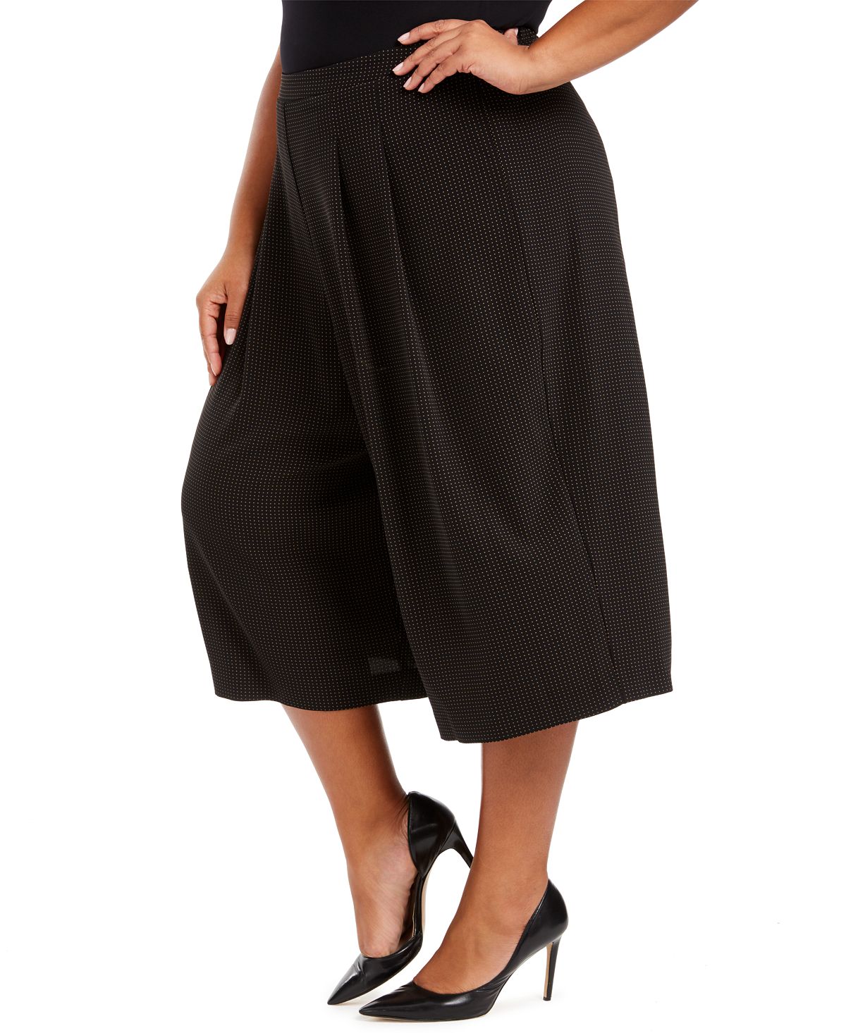 Calças culotte femininas plus size com bolinhas Anne Klein, pretas, tamanho 2X