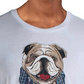 Camiseta masculina Club Room Bulldog Scarf de algodão mesclado, branca, tamanho grande