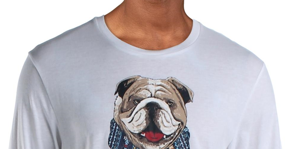 Camiseta masculina Club Room Bulldog Scarf de algodão mesclado, branca, tamanho grande