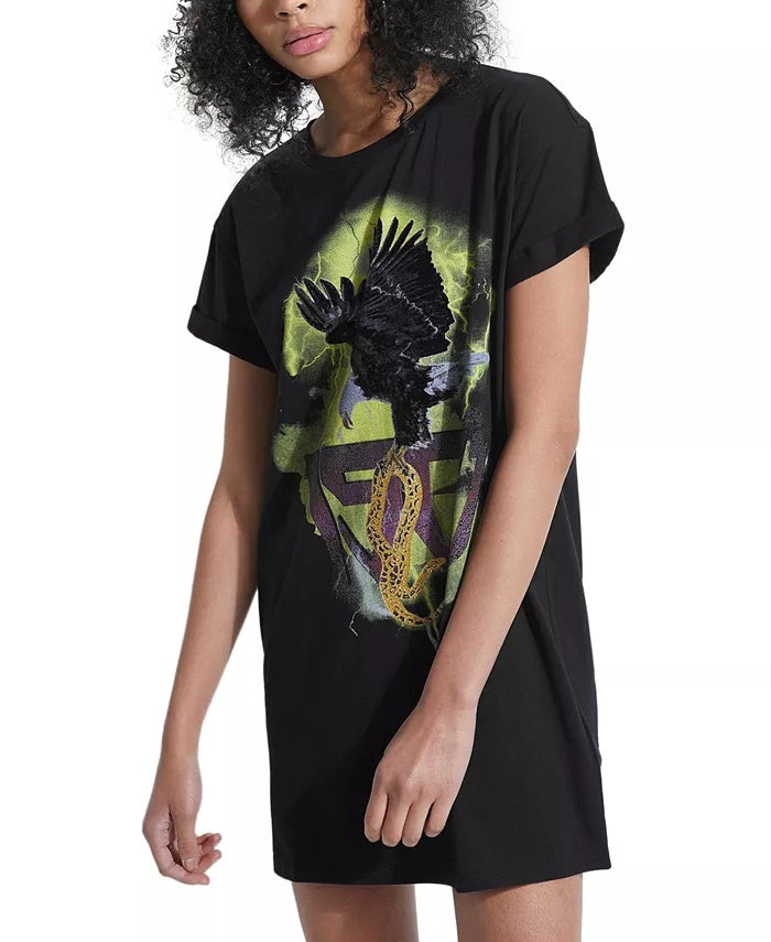 Camiseta Guess Feminina de Algodão com Estampa Gráfica Longline Preta Tamanho X-S