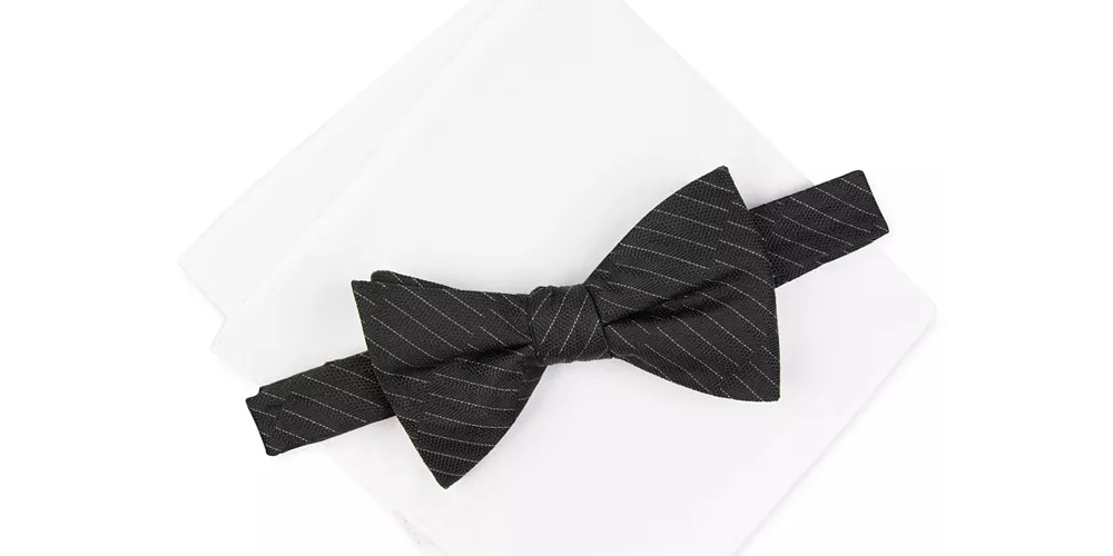 Gravatas borboleta Alfani Maximus Solid Masculinas Pretas Tamanho Regular