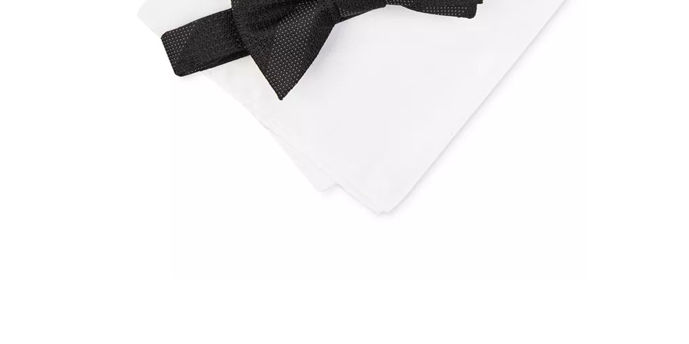 Gravata borboleta quadrada de bolso Alfani masculina Crispin de seda mista, branca, tamanho regular