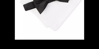 Alfani Men's Crispin Silk Blend Pocket Square Bow Tie White Size Regular