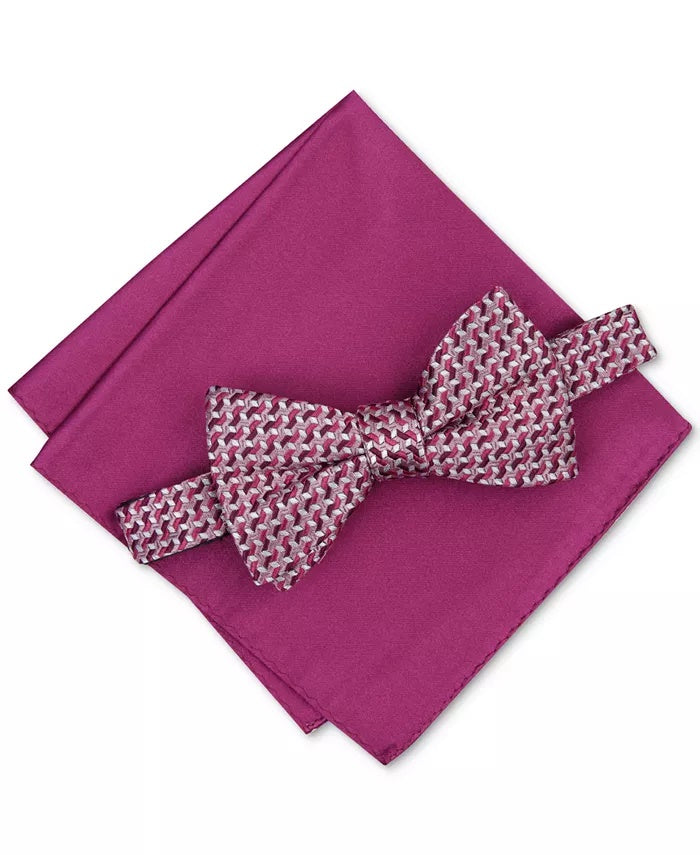 Gravata borboleta Alfani masculina Murphy Pocket Square de 2 peças, rosa, tamanho regular