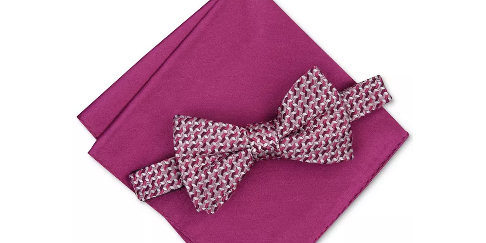 Gravata borboleta Alfani masculina Murphy Pocket Square de 2 peças, rosa, tamanho regular