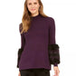 Alfani Suéter feminino pequeno com acabamento em pele sintética, roxo, tamanho PL