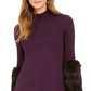 Alfani Suéter feminino pequeno com acabamento em pele sintética, roxo, tamanho PL