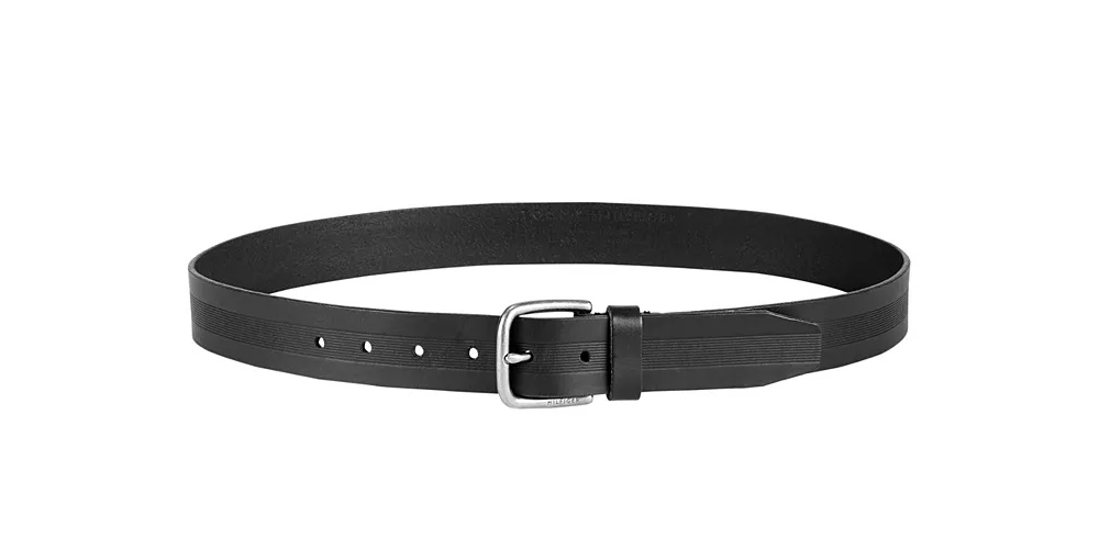 Tommy Hilfiger Cinto casual masculino de couro com relevo, preto, tamanho grande