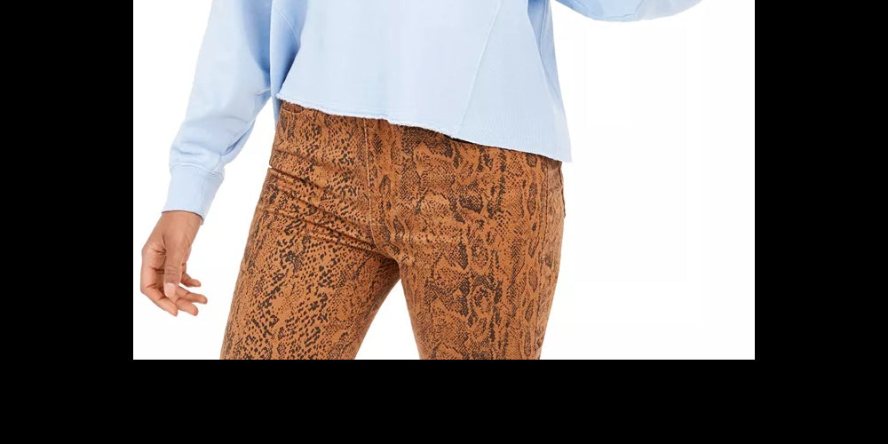 Moletom Hippie Rose Juniors Cropped com Borda Crua Azul Tamanho X-S