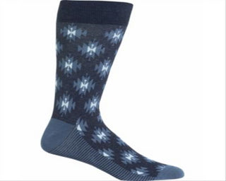 Hot Sox Men's Ikat Casual Crew Socks Blue Size 10-13