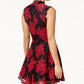 Vestido City Studios Junior's Lace Fit &amp; Flare Preto Tamanho 7
