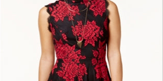 Vestido City Studios Junior's Lace Fit &amp; Flare Preto Tamanho 7