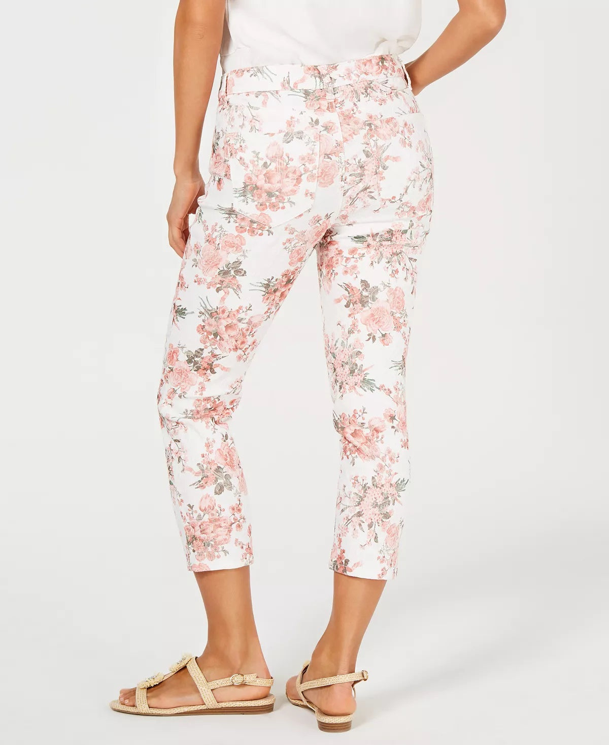 Calça Capri Delicate Bouquet Feminina Charter Club Rosa Tamanho 8