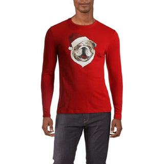 Club Room Men's Santa Bulldog Holiday Party Christmas Top Red Size XX-Large