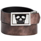 Cinto reversível com fivela de caveira masculina INC International Concepts, marrom, tamanho pequeno