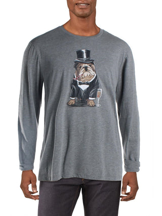 Club Room Men's Bulldog Tuxedo Graphic Crewneck T-Shirt Gray Size Medium