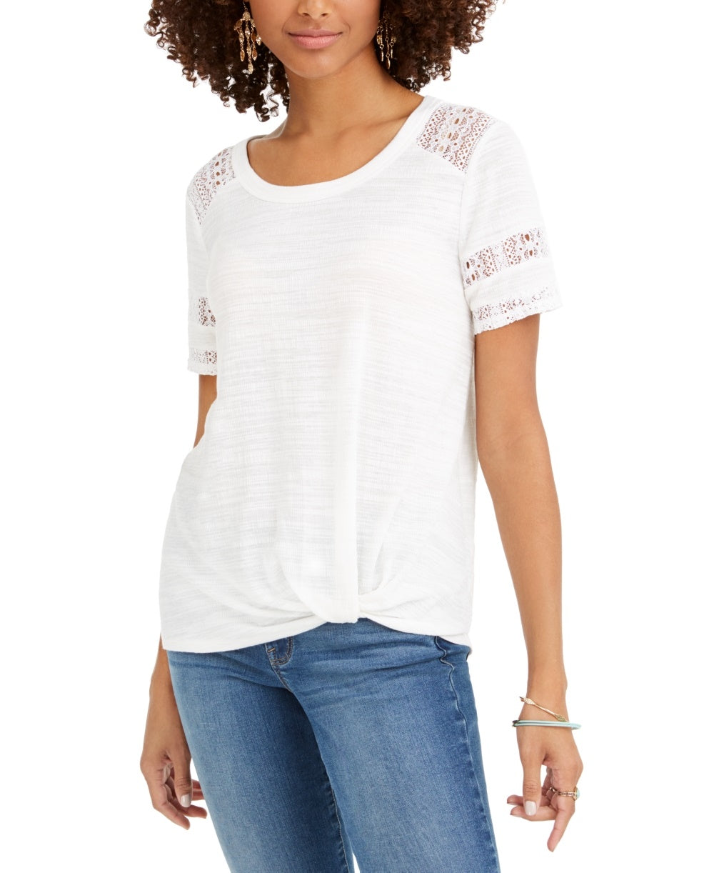 Top de renda com encaixe Style &amp; Co, branco, tamanho pequeno