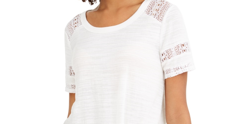 Top de renda com encaixe Style &amp; Co, branco, tamanho pequeno