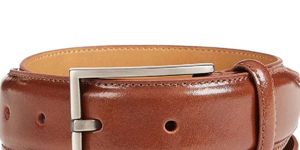 Cinto social masculino Ryan Seacrest Distinction com fivela de couro marrom tamanho extragrande