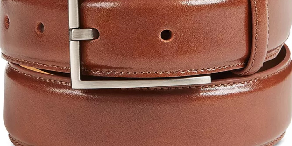 Cinto social masculino Ryan Seacrest Distinction com fivela de couro marrom tamanho extragrande