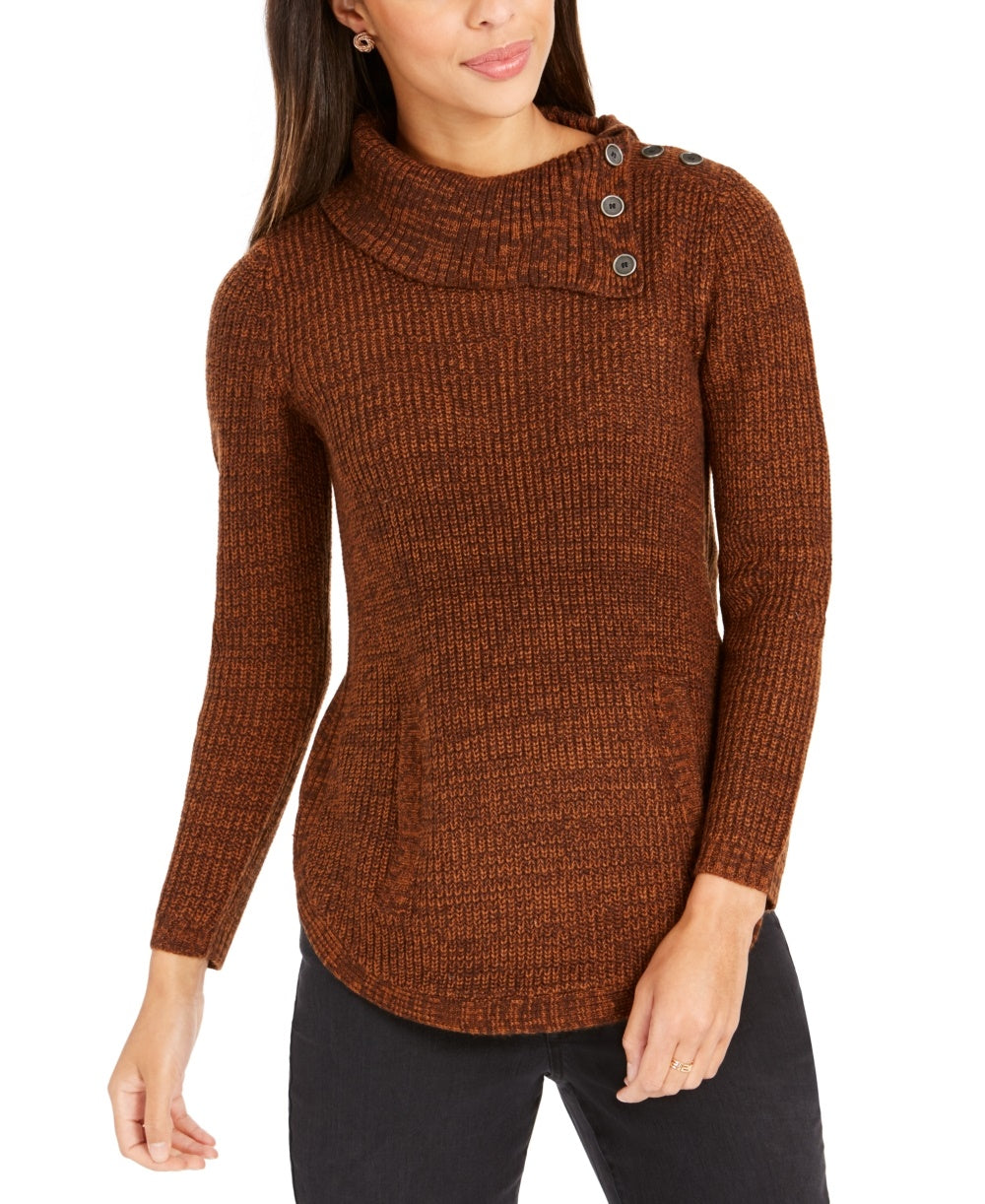 Suéter com gola envelope Style &amp; Co cáqui tamanho PXL