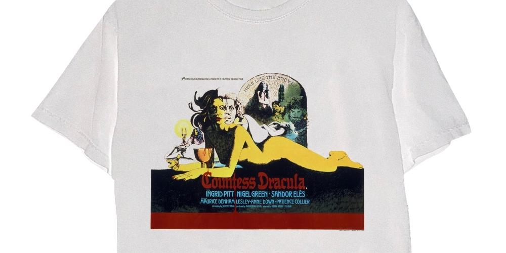 Camiseta masculina com estampa do Horror de Drácula da Merch Traffic, branca, tamanho pequeno