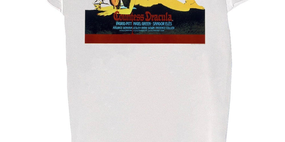 Camiseta masculina com estampa do Horror de Drácula da Merch Traffic, branca, tamanho pequeno