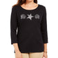 Karen Scott Blusa Feminina com Estampa Shell, Preta, Tamanho PS/M