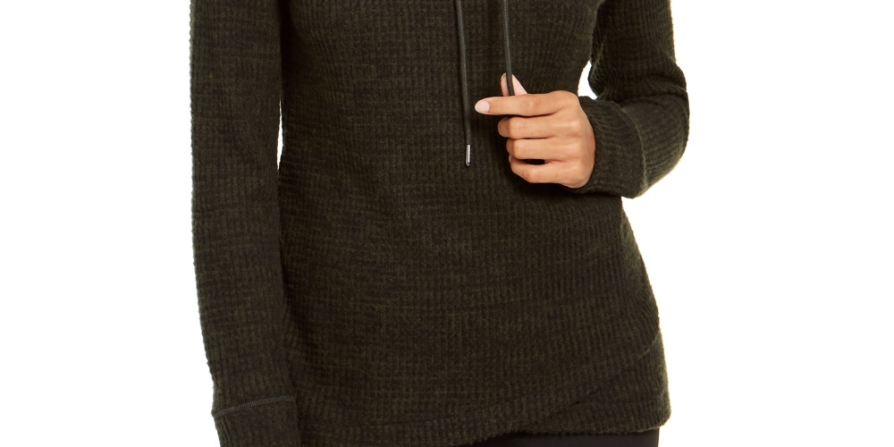 Suéter feminino Ideology de manga comprida com gola alta, verde, tamanho X-S