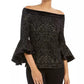 28Th &amp; Park Top feminino ombro a ombro com glitter, preto, tamanho extragrande