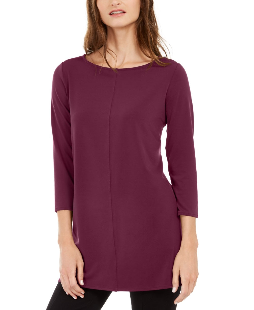 Túnica feminina Alfani manga 3/4 vinho tamanho grande