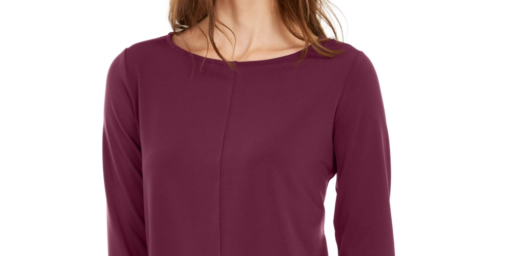 Túnica feminina Alfani manga 3/4 vinho tamanho grande