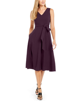 Vestido Calvin Klein Feminino com Cinto e Decote em V Roxo Tamanho 4