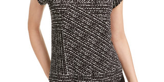 Camiseta feminina estampada Alfani preta tamanho médio