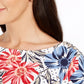 Blusa feminina Charter Club com estampa floral e bolinhas, branca, tamanho X-S