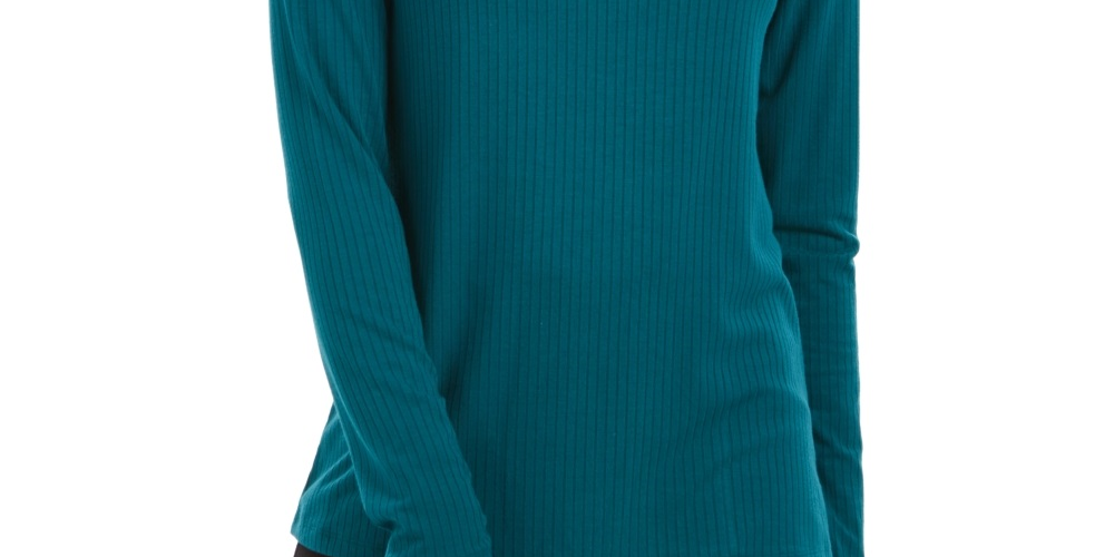 Blusa feminina Charter Club com gola alta canelada mesclada, verde, tamanho extragrande