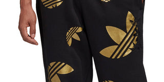 Calça de moletom masculina Adidas Originals Metallic Trefoil Fleece preta, tamanho M