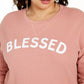 Love Tribe Top Feminino Trendy Plus Blessed com Estampa Gráfica Rosa Tamanho 3X