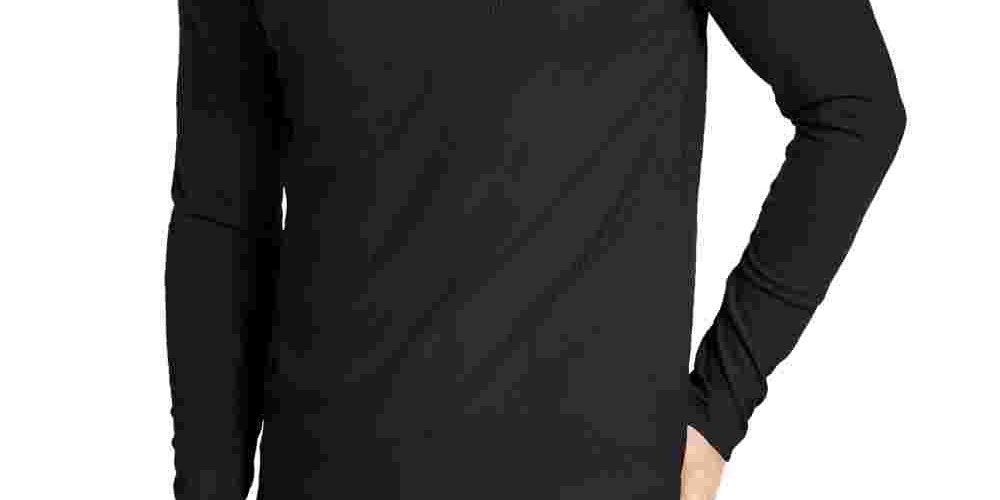 Camisa casual masculina Alfani em malha canelada, preta, tamanho médio