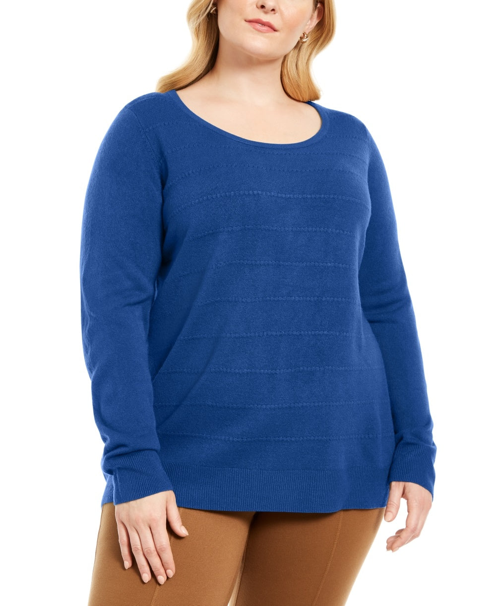 Karen Scott Suéter Texturizado Plus Size Feminino Smalltripe Azul Marinho Tamanho 1X