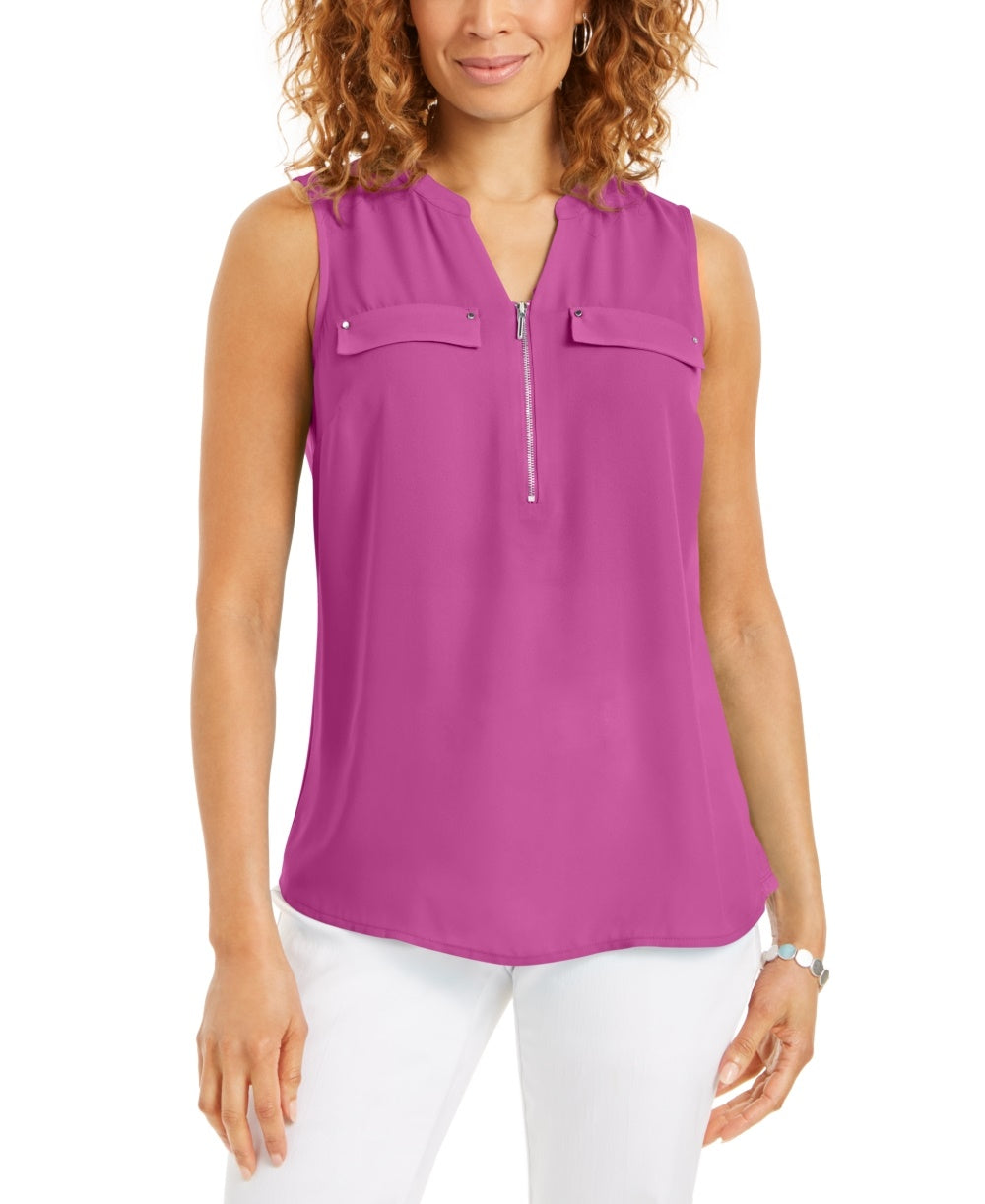 Blusa utilitária feminina com zíper frontal, rosa, tamanho grande, da coleção JM