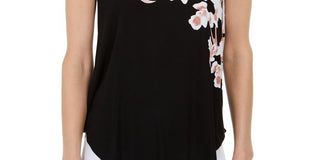 Camiseta feminina estampada Alfani preta tamanho XX-G