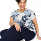 Camiseta feminina estampada floral Ideology Plus, cinza, tamanho 1X