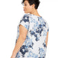 Camiseta feminina estampada floral Ideology Plus, cinza, tamanho 1X