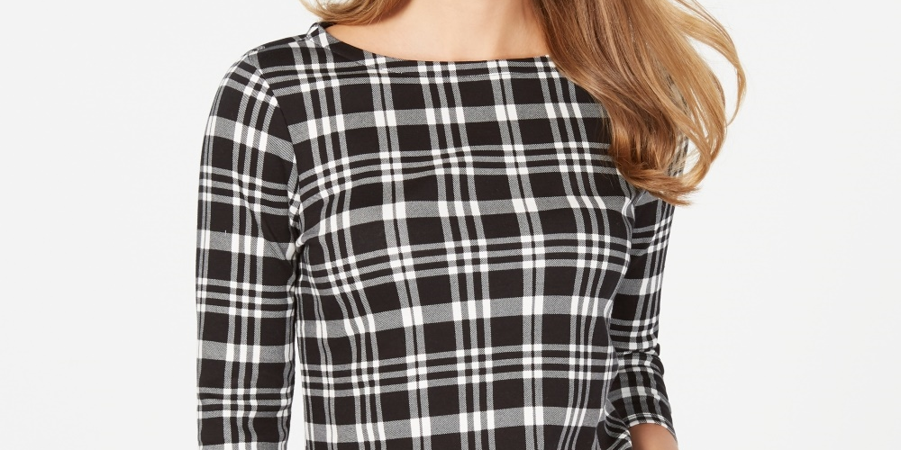 Charter Club Petite Pima Cotton Women's Top com estampa de botões e ombros de fora, tamanho PP