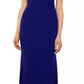 Vestido de festa feminino Betsy &amp; Adam, ombro de fora, com laço nas costas, azul, tamanho 8